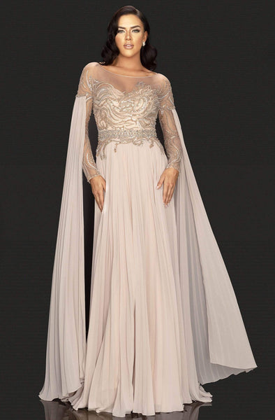 A-line Bateau Neck Sweetheart 2011 Natural Waistline Illusion Back Zipper Pleated Keyhole Beaded Sheer Jeweled Long Sleeves Mother-of-the-Bride Dress with a Brush/Sweep Train