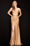 2011 Sleeveless Scoop Neck Sheath Natural Waistline Fitted Cutout Ruched Slit Sheath Dress/Prom Dress with a Brush/Sweep Train