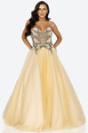 Strapless Illusion Lace-Up Beaded Sweetheart Corset Natural Waistline Floor Length Floral Print 2011 Tulle Prom Dress