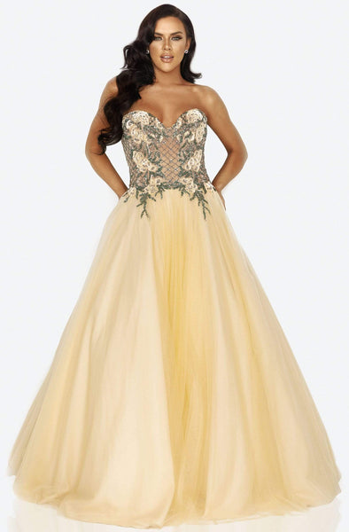 Strapless Tulle Floral Print 2011 Corset Natural Waistline Sweetheart Lace-Up Beaded Illusion Floor Length Prom Dress