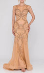 Sophisticated Back Zipper Illusion Cutout Beaded Jeweled Jeweled Neck 2012 Mermaid Cap Sleeves Natural Waistline Evening Dress with a Brush/Sweep Train