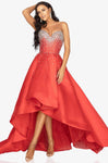 A-line Strapless High-Low-Hem Plunging Neck Sweetheart 2012 Glittering Fitted Natural Waistline Prom Dress with a Brush/Sweep Train