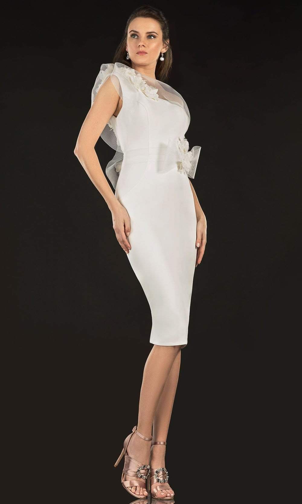 Terani Couture - 2021C2619 Ruffle Horsehair Trimmed Sheath Dress
