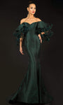 Fall Jacquard Fitted Mermaid Natural Waistline Off the Shoulder Evening Dress/Prom Dress with a Brush/Sweep Train