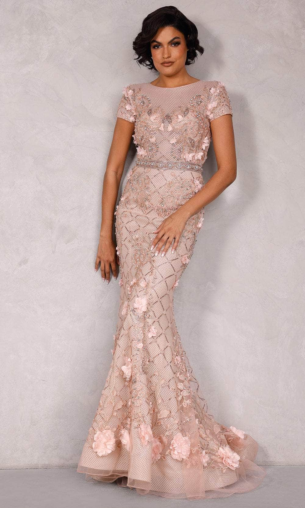 Terani Couture 2021GL3132 - Short Sleeve Beaded Evening Gown
