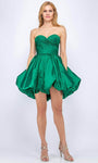 Sophisticated A-line Strapless Open-Back Back Zipper Ruched Fitted Fall Cocktail Short Taffeta Sweetheart Natural Waistline Dress