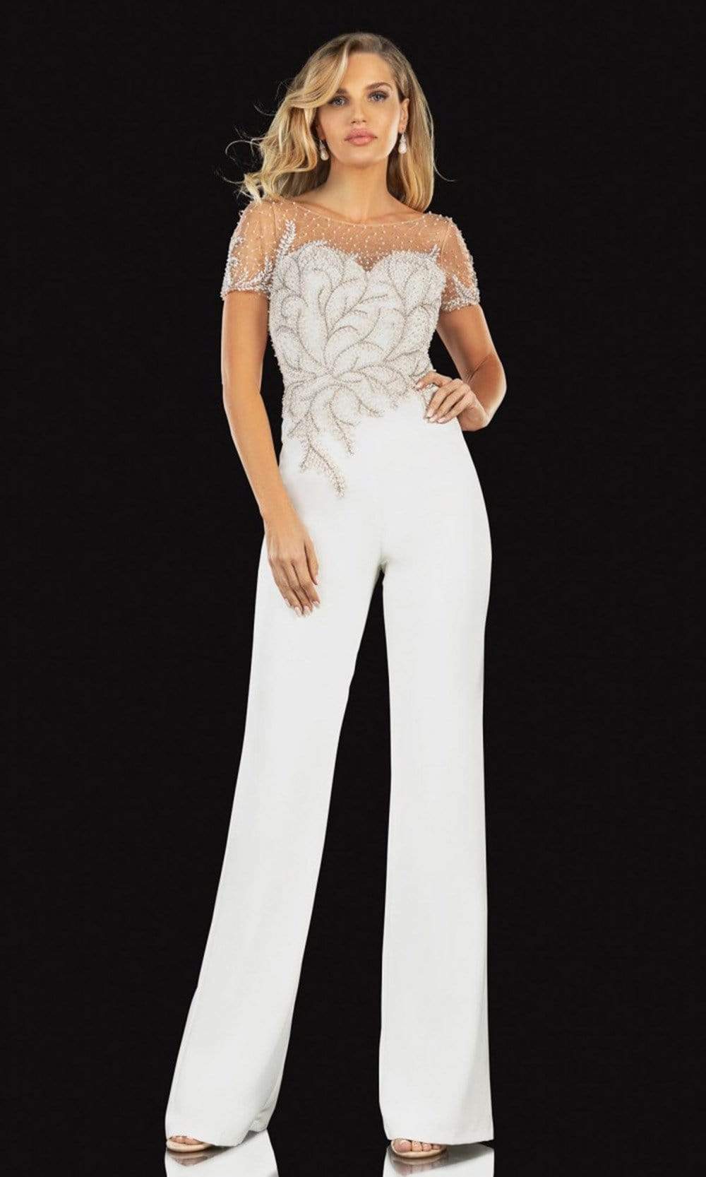 Terani Couture - 2027E2940 Beaded Bodice Short Sleeve Jumpsuit
