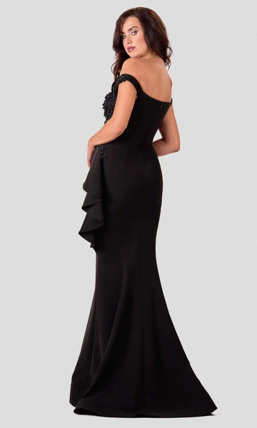 Terani Couture - 2111E4732 Off-Shoulder Beaded Applique Trumpet Gown