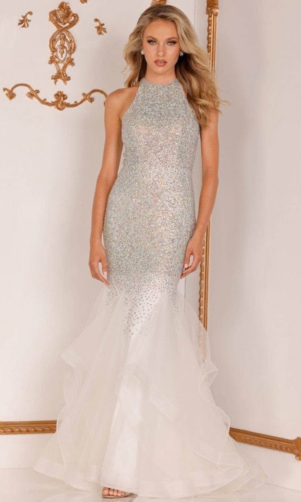 Terani Couture - 2215GL0111 Beaded Halter Mermaid Gown
