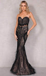 Sophisticated Strapless Back Zipper Beaded Sheer Open-Back Mermaid Sweetheart Natural Waistline Evening Dress with a Brush/Sweep Train