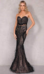 Sophisticated Strapless Beaded Open-Back Back Zipper Sheer Mermaid Sweetheart Natural Waistline Evening Dress with a Brush/Sweep Train