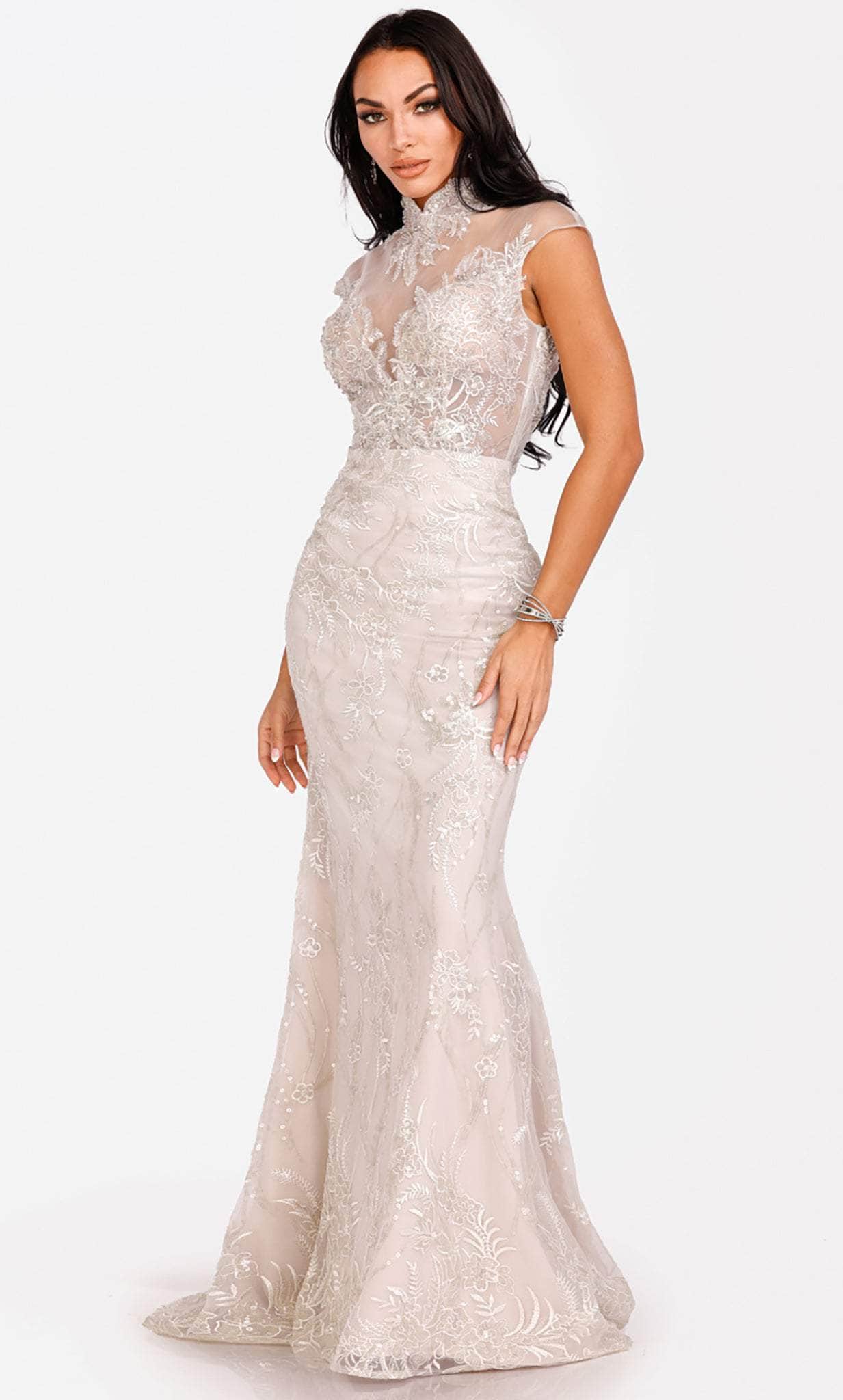 Terani Couture 231E0257 - High Neck Lace Evening Gown
