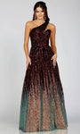 Sophisticated A-line Natural Waistline Asymmetric Sequined One Shoulder Plunging Neck Floor Length Prom Dress