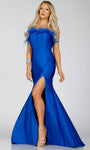 Sophisticated Strapless Mermaid Slit Back Zipper Fitted Natural Waistline Prom Dress with a Brush/Sweep Train