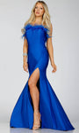 Sophisticated Strapless Natural Waistline Slit Fitted Back Zipper Mermaid Prom Dress with a Brush/Sweep Train