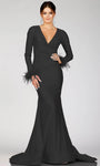 V-neck Mermaid Wrap Ruched Evening Dress with a Brush/Sweep Train by Terani Prom