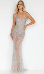 Sheath Crystal Sheer Beaded Natural Waistline Sweetheart Tulle Tank Sheath Dress/Prom Dress with a Brush/Sweep Train