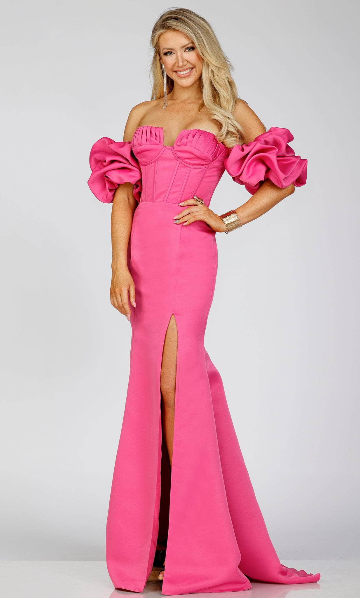 Terani Couture 231P0181 - Off-Shoulder Ruffled Sleeve Prom Gown
