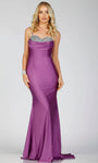 Spaghetti Strap Jeweled Pleated Sweetheart Mermaid Natural Waistline Prom Dress with a Brush/Sweep Train