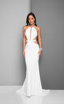 Cutout Illusion Mermaid Natural Waistline Sleeveless Polyester Floor Length Halter Party Dress with a Brush/Sweep Train