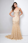 V-neck Mermaid Sleeveless Illusion Beaded Sheer Back Natural Waistline Evening Dress/Pageant Dress