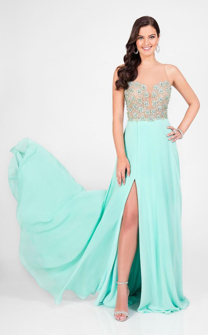 Terani Couture - Illusion Sweetheart Chiffon Gown 1712P2512
