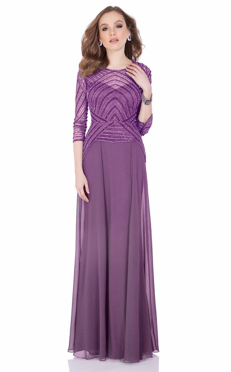 Terani Couture - Quarter Sleeve Shimmering Long Gown 1623M1860
