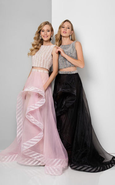 A-line Bateau Neck High-Low-Hem Crystal Beaded Sheer Sequined Natural Waistline Striped Print Homecoming Dress/Prom Dress/Party Dress With a Ribbon and Ruffles