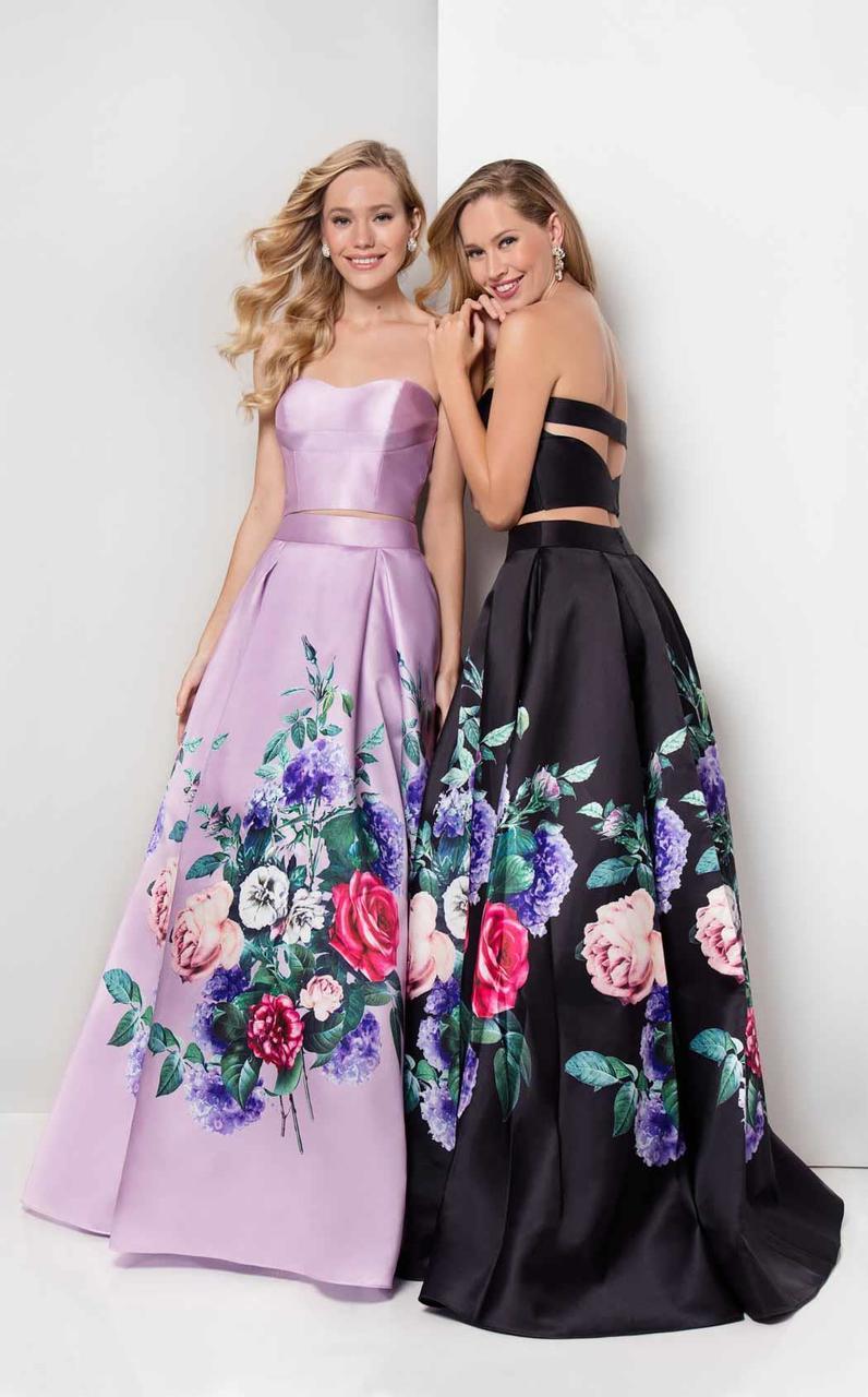 Terani Couture - Two-Piece Floral Pleated A-Line Gown 1711P2703
