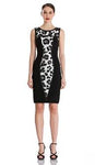 Sophisticated Pencil-Skirt Jeweled Neck Sleeveless Animal Leopard Print Natural Waistline Ponte Cocktail Above the Knee Sheath Sheath Dress/Party Dress