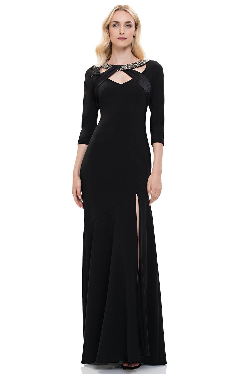 Theia - 883890 Embellished Bateau Asymmetrical Trumpet Dress
