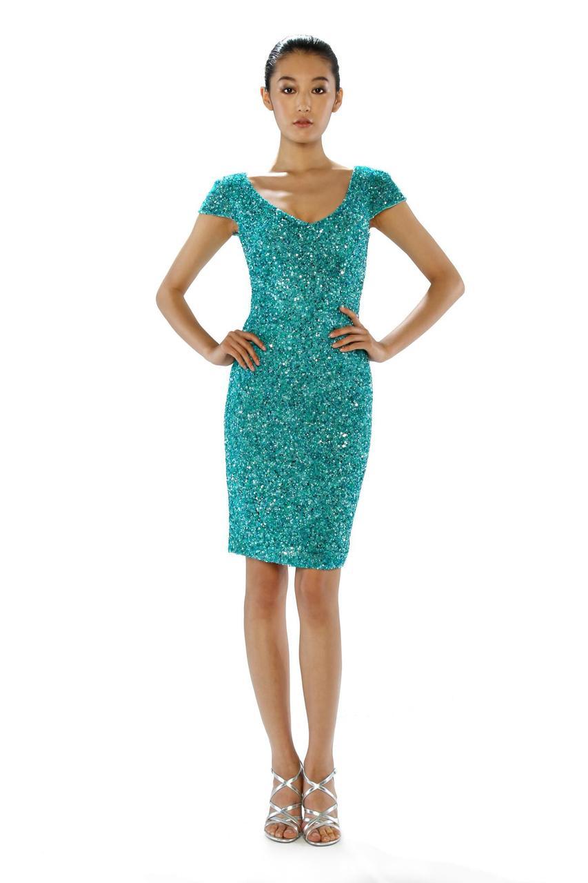 Theia - Scoop Neckline Sequin Cocktail Dress 882396
