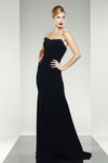 A-line Strapless Back Zipper Embroidered Open-Back Natural Waistline Straight Neck Dress