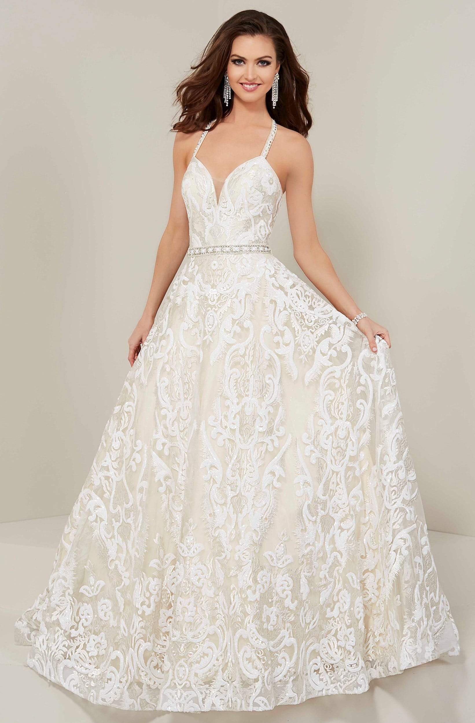 Tiffany Designs - 16369 Deep Sweetheart Bodice Sequined Gown
