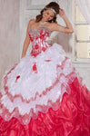 Strapless Basque Corset Waistline Floor Length Beaded Lace-Up Sweetheart Evening Dress With Ruffles