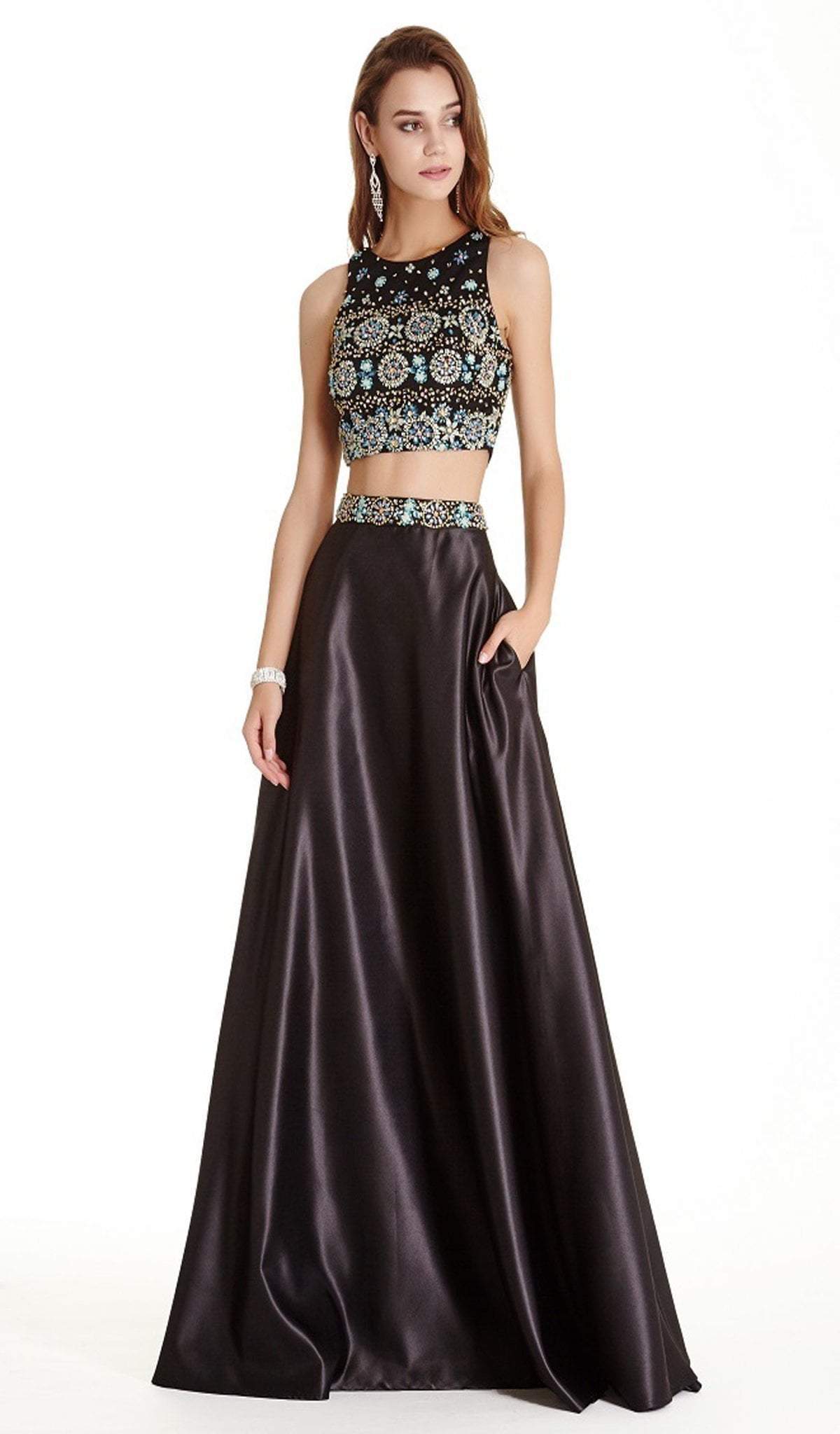 Aspeed Design - Two Piece Bedazzled A-line Prom Dress
