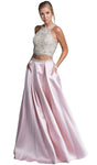 Sexy A-line Halter Sleeveless Natural Waistline Back Zipper Cutout Beaded Jeweled Prom Dress