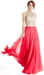 Sophisticated A-line Floor Length Sleeveless Open-Back Glittering Illusion Halter Natural Waistline Prom Dress
