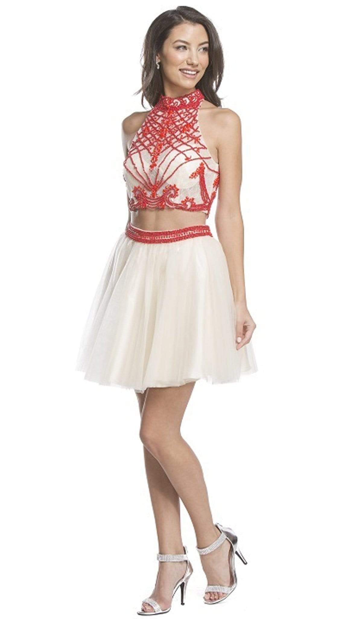 Aspeed Design - Two Piece Halter Affordable Prom Dress
