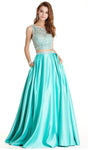 Sophisticated Bateau Neck Sleeveless Cutout Jeweled Illusion Natural Waistline Evening Dress