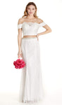 Floor Length Off the Shoulder Natural Waistline Fitted Applique Sheath Lace Sheath Dress/Prom Dress