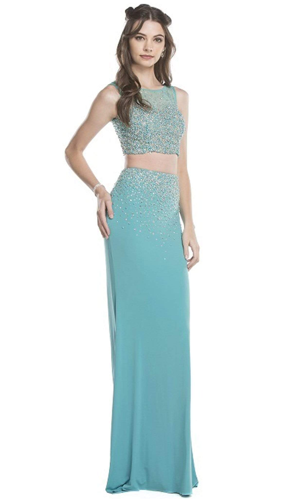 Aspeed Design - Two Piece Sheer Embellished Evening Dress
