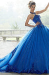 Strapless Sweetheart Bell Sleeves General Print Basque Corset Waistline Tulle Sequined Pleated Tiered Glittering Dress