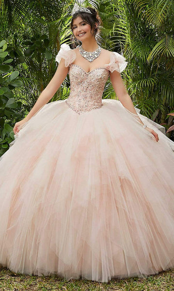 Basque Waistline Beaded Crystal Lace-Up Embroidered Sweetheart Tulle Dress With Ruffles