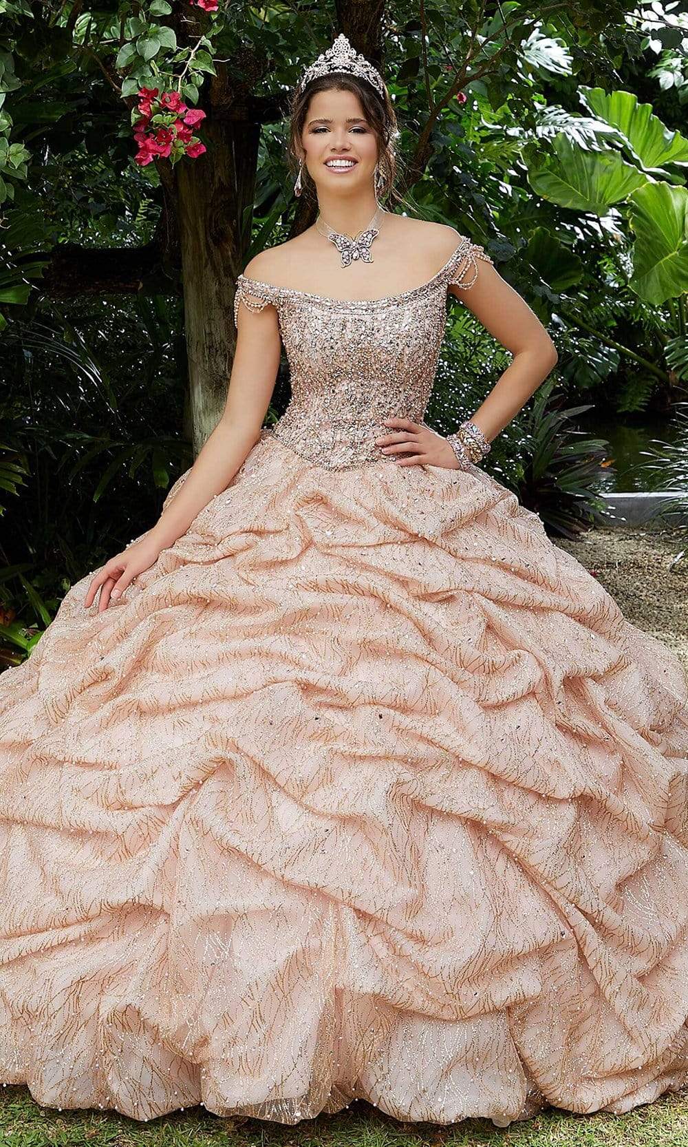 Vizcaya by Mori Lee - 89296 Bead-Garlanded Ruffled Ballgown
