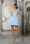 A-line V-neck Short Natural Waistline Fit-and-Flare Beaded Lace-Up Fitted Party Dress