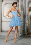 A-line Keyhole Fitted Beaded Glittering Natural Waistline Sleeveless Short Scoop Neck Dress