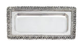 FINE 925 ITALIAN STERLING SILVER CHASED ELEGANT INTRICATE BORDER RECTANGLE TRAY