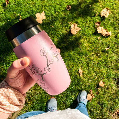 Ohelo 100% leakproof pink blossom coffee cup