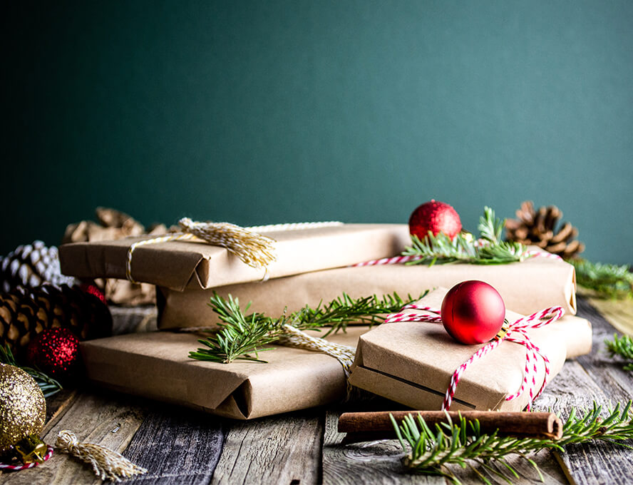 sustainably wrapped christmas gifts